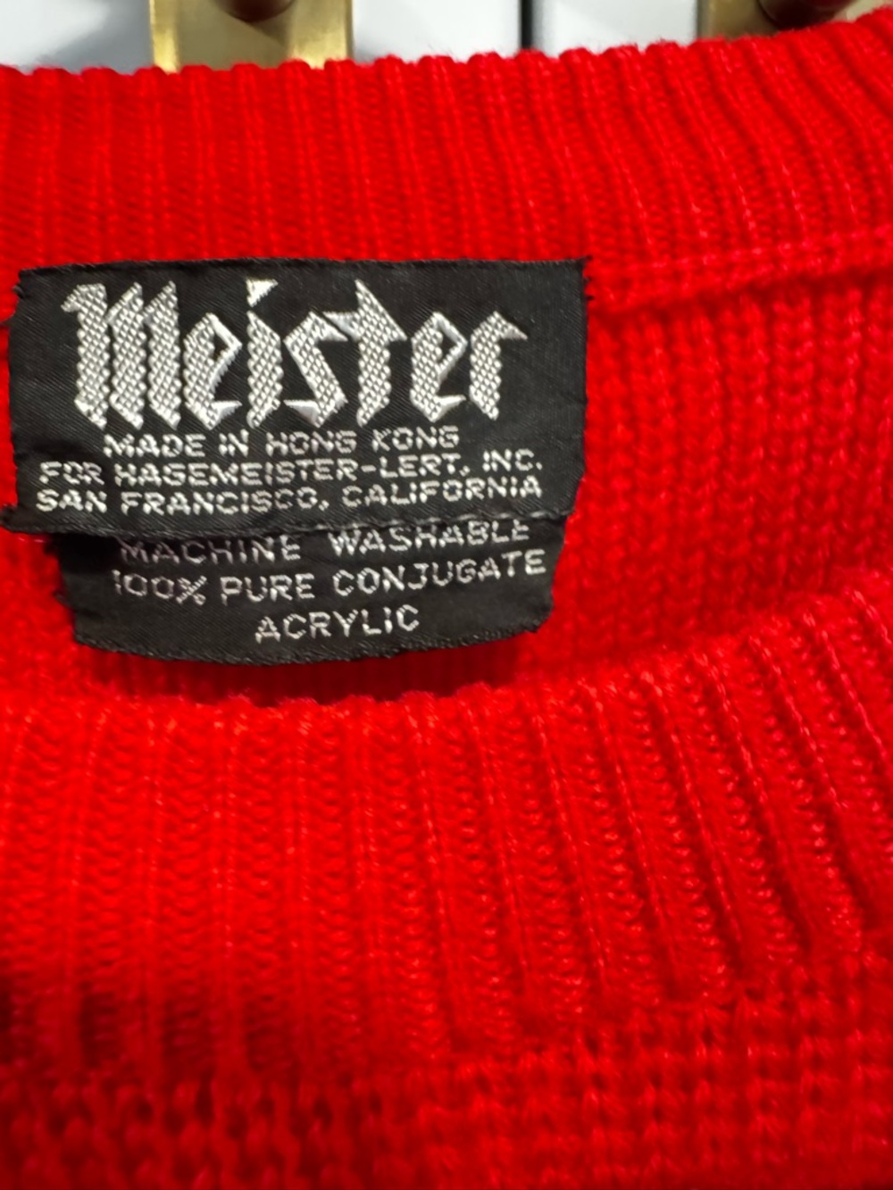 Vintage Meister-Red Striped Knit Sweater - Acrylic XL